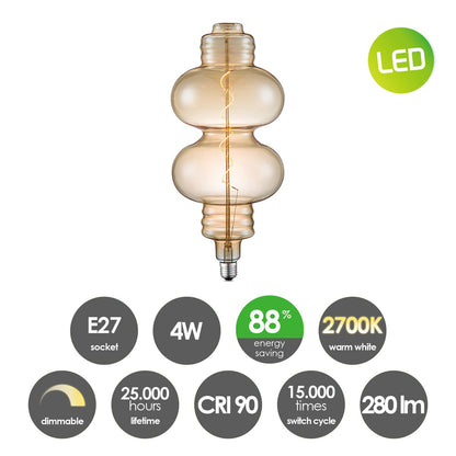 Dimmbare Spirale E27 4W 280lm 2700k Bernstein