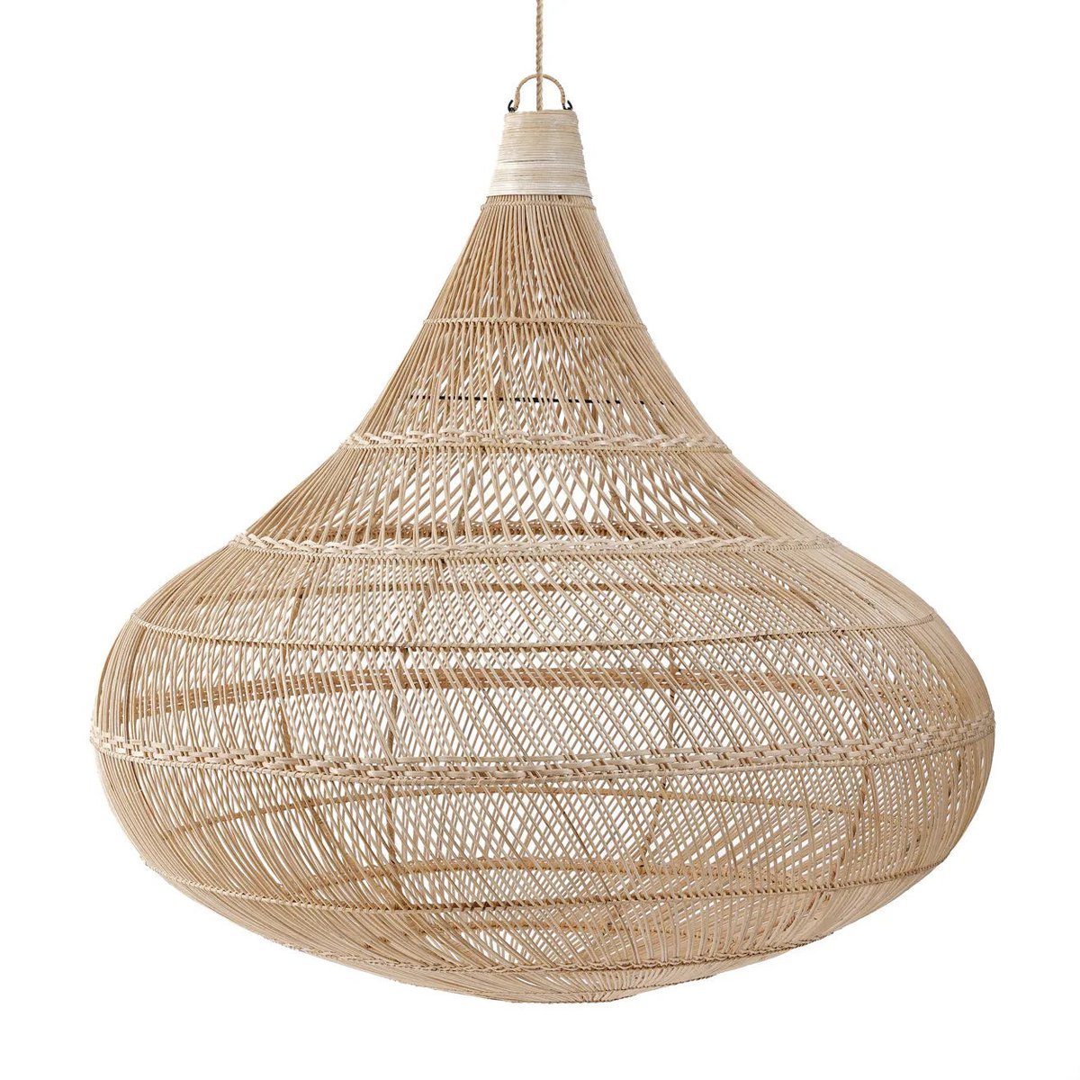 Rattan-Lampenschirm „Drop“ – Handgefertigte Tropfenform in 3 Größen, Naturdesign für Pendel- oder Stehleuchte, ohne Fassung