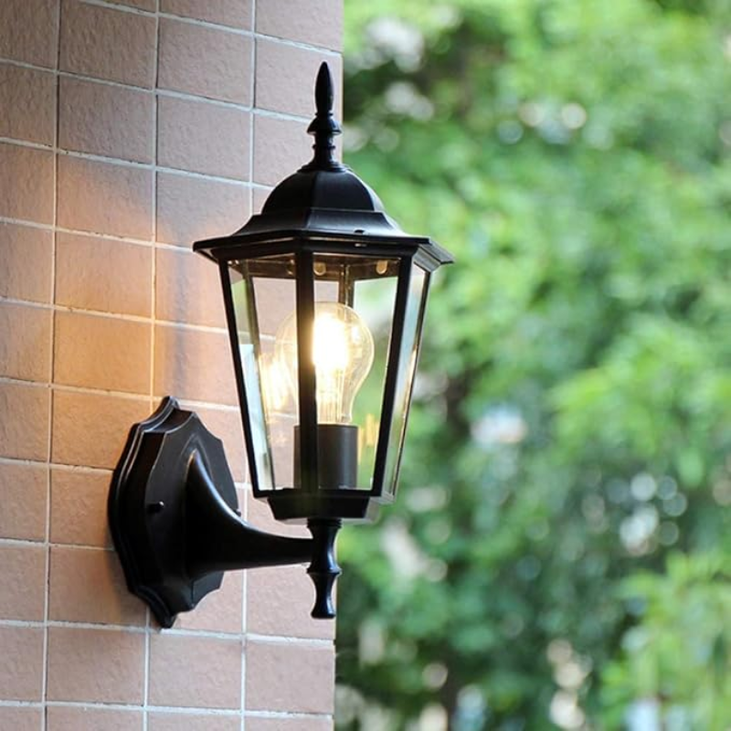 Retro Wandleuchte Außen aus Glas und Metall – Vintage Gartenlampe mit E27 Fassung für Stilvolle Beleuchtung-1