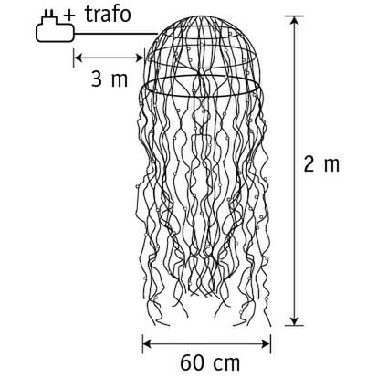 Kronleuchter Qualle mit warmweißer LED-Beleuchtung – H200 x Ø60 cm – Silber