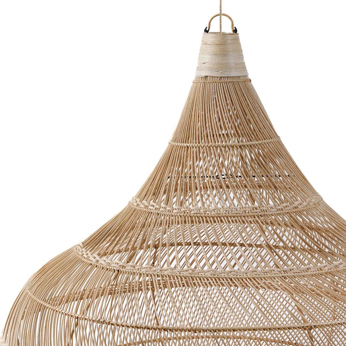 Rattan-Lampenschirm „Drop“ – Handgefertigte Tropfenform in 3 Größen, Naturdesign für Pendel- oder Stehleuchte, ohne Fassung