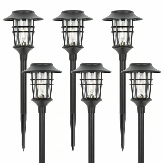 Solar Fackel Set mit 6 LED Gartenlampen – Nachhaltige Solar Gartenleuchten für Stimmungsvolle Außenbeleuchtung in Schwarz-1