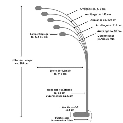 Five Fingers 205 cm chrom