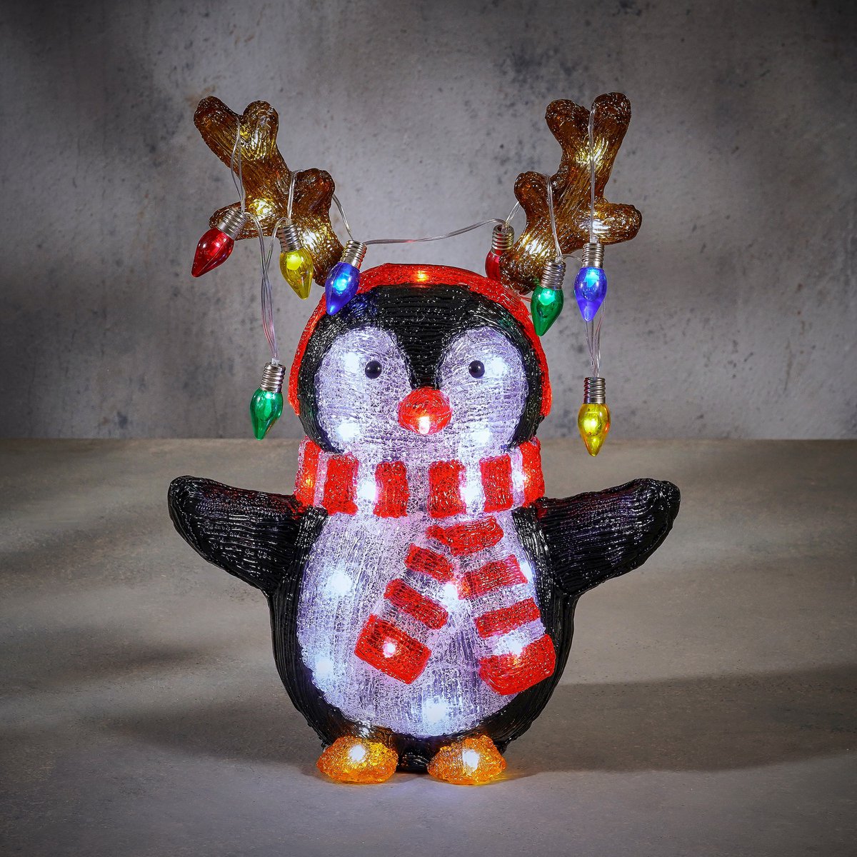 Weihnachtsbeleuchtung für den Außenbereich, Pinguin – L32 x B21 x H42 cm – Mehrfarbig