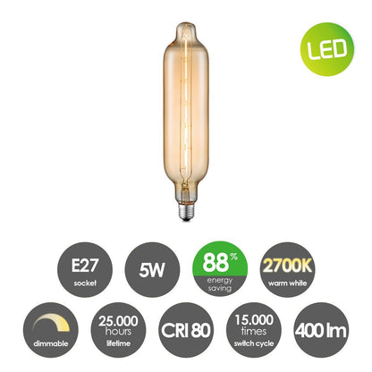 Hängelampe Dana Tube - LED G125 Lampe - dimmbar E27 bernsteinfarben