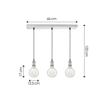 Hängelampe Chrom Vintage LED 3L G125 dimmbar E27 klar