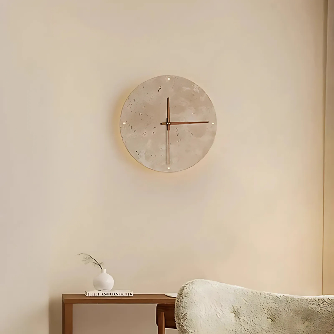 Secunda | Moderne Marmor LED Wanduhr 23 cm 1