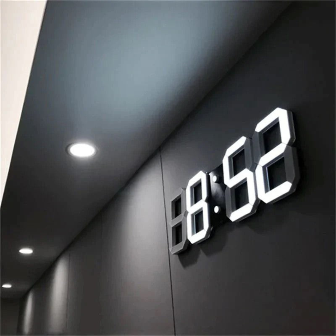 Moderne 3D-LED Wanduhr Schwarz | Digitale Küchenuhr Hingucker 1