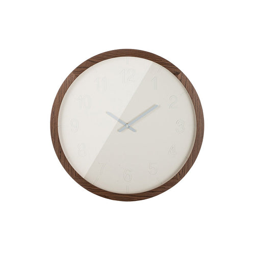 Moderne Wanduhr „Schlichto“ – 60 cm Designuhr in Weiß & Braun, aus Glas, Holz & Metall, zeitlos & elegant