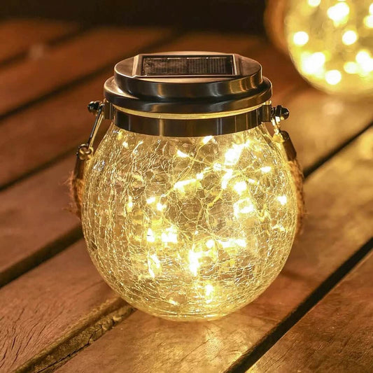 Solarglas-Licht 4er Set mit Eisspaltenmuster | Solarleuchten für Gartenbeleuchtung, Wetterfest und Umweltfreundlich-1