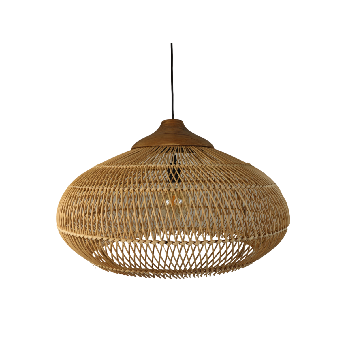 Hängelampe Rotan - 65x65x40 - Natur - Rotan/Teak