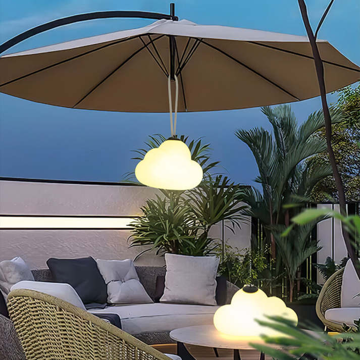 Wolkenförmige LED Hängeleuchte – Wasserdichte Pendelleuchte aus Metall und Acryl für Garten und Außenbereich, Warmweiß, 12 cm Durchmesser-2