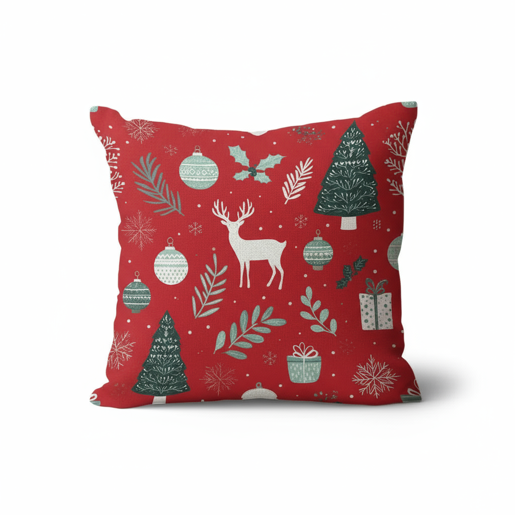 Weihnachtskissenbezug 40x40 | Dekorative Kissenhülle für Sofa