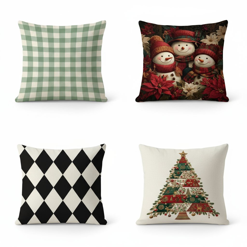 Grün-Weiß Kariert Kissenbezug 40x40 | Dekokissenbezug