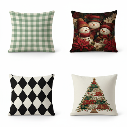 Grün-Weiß Kariert Kissenbezug 40x40 | Dekokissenbezug