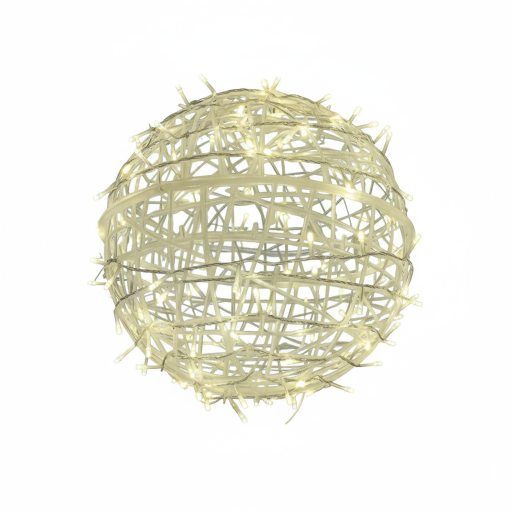 Rattanball Lichterkette | LED Außenbeleuchtung Warmweiß