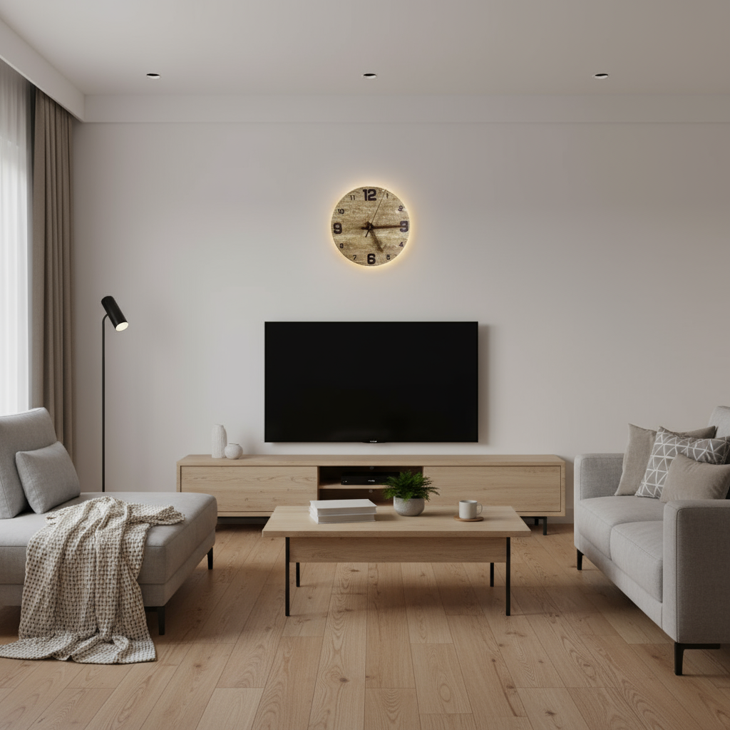 Secunda | Modern Marble LED Wall Clock 23 cm