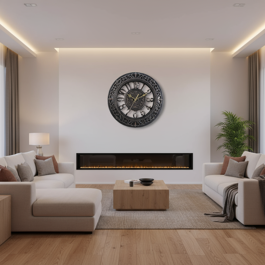 Large Black Modern Wall Clock | Elegant Wall Clock