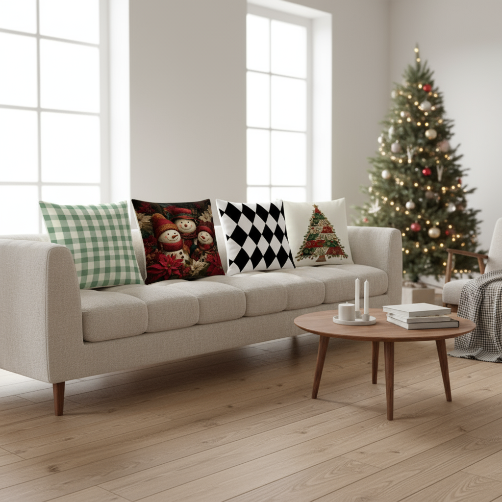 Grün-Weiß Kariert Kissenbezug 40x40 | Dekokissenbezug