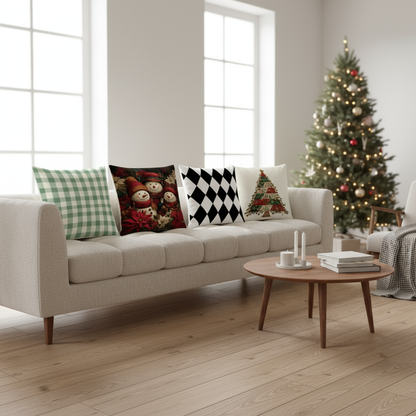 Grün-Weiß Kariert Kissenbezug 40x40 | Dekokissenbezug