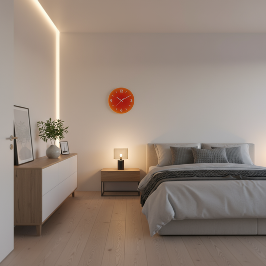 Levendige glazen wandklok modern – stille keukenklok met kleurrijk design, Ø 30cm en 35cm