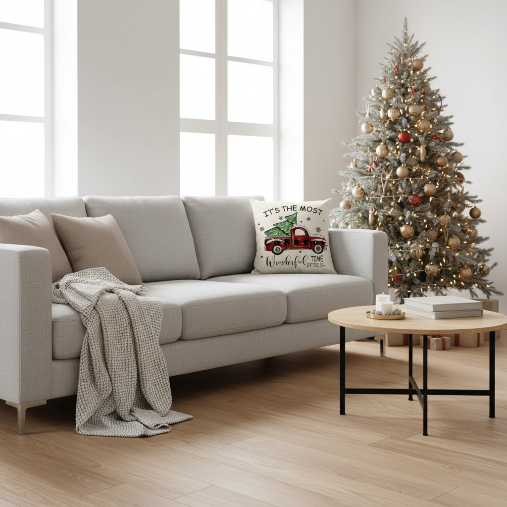 Weihnachtsbaumkissenbezug Rot | 45x45cm Kissenbezug