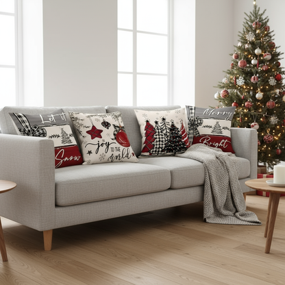 Rustikale Weihnachtskissenbezüge | Dekokissen Set 4 Stück