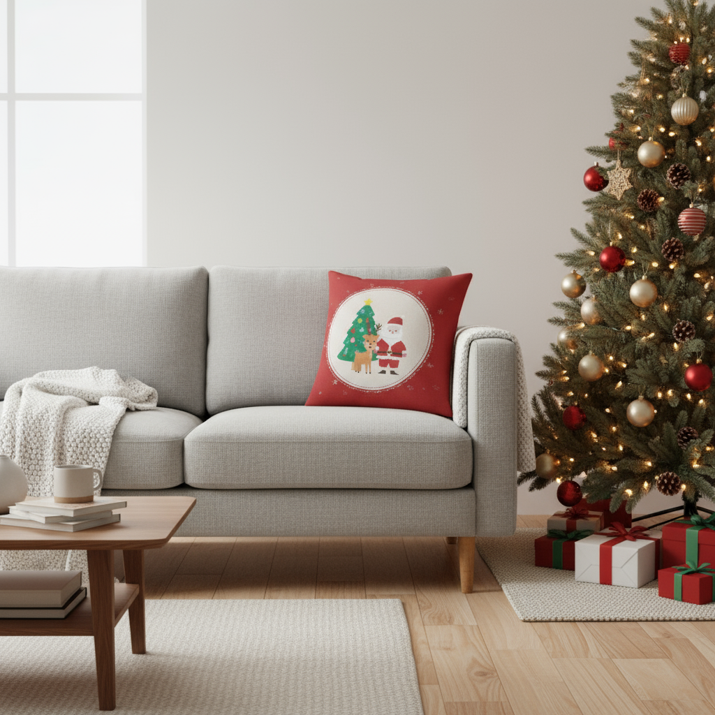 Weihnachtskissenbezug 40x40 | Dekorative Kissenhülle für Sofa