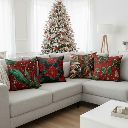 Festliche Weihnachtskissenbezüge 40x40 | Dekokissen Hüllen