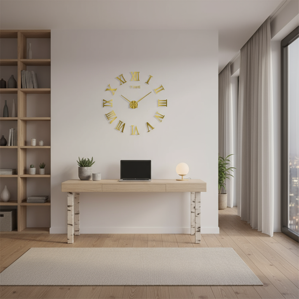 ImperialHour Large Wall Clock Black with Roman Numerals