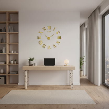 ImperialHour Large Wall Clock Black with Roman Numerals