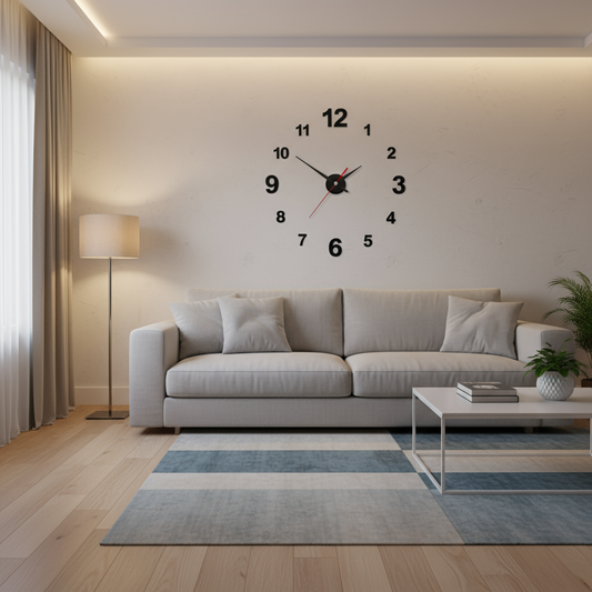 Chrona | Grote Zwarte Muurklok Modern 60 cm Minimalistisch