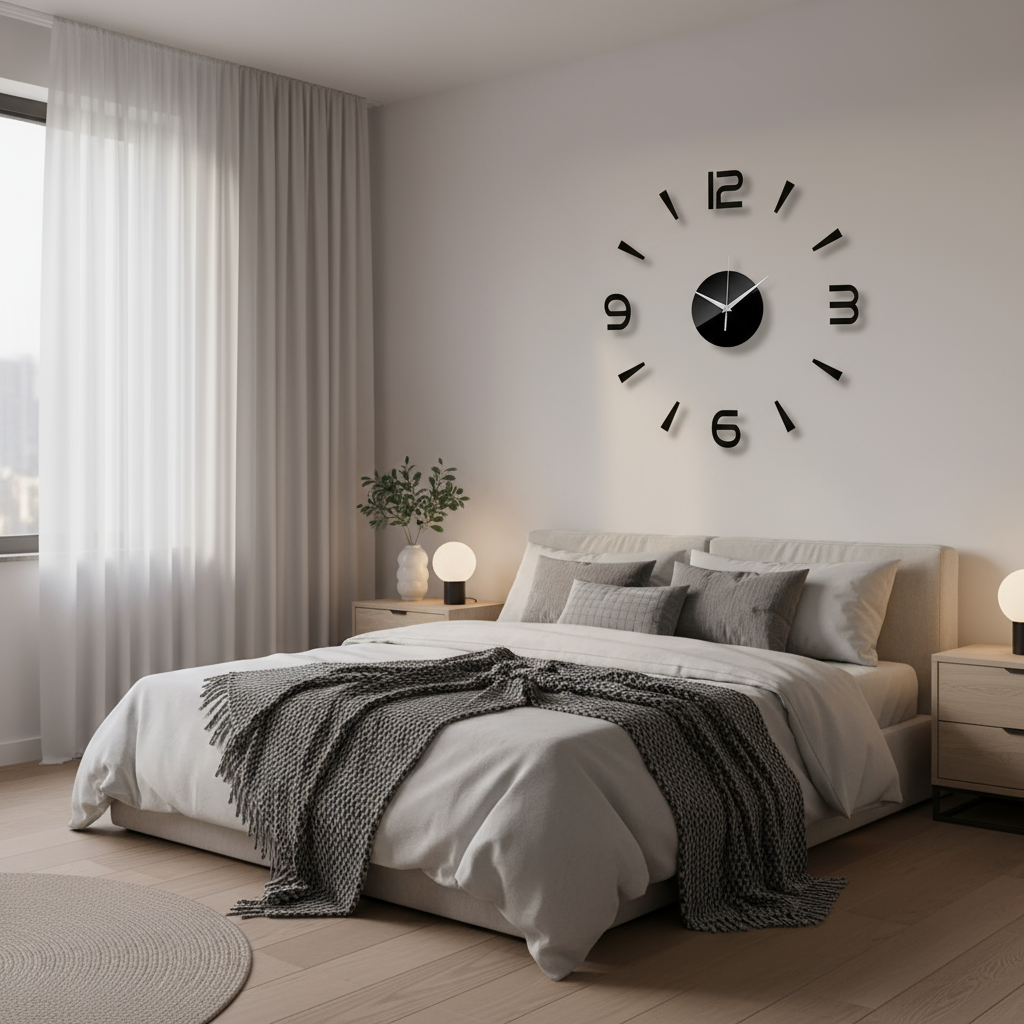 Chrona | Large Wall Clock Black Modern 60 cm Minimalist