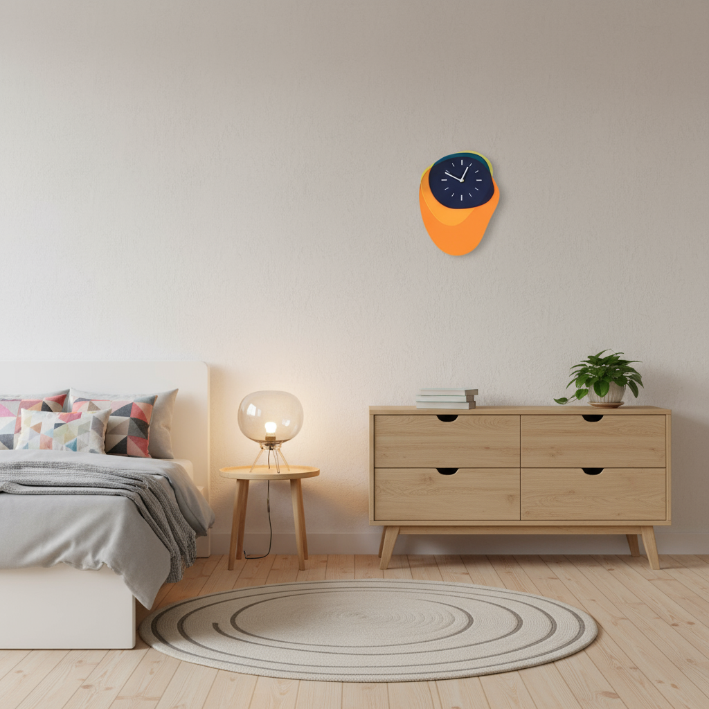 HueTime | Wall Clock Modern Neon Blue 25x35 cm Acrylic