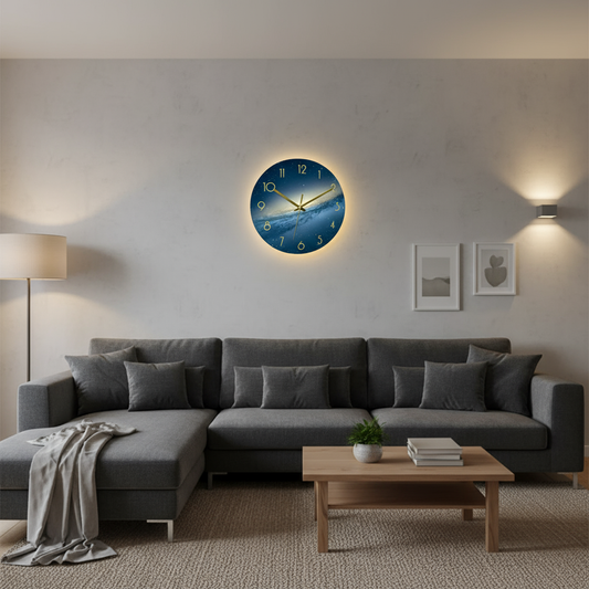 Grote moderne wandklok van glas | Elegante keukenklok