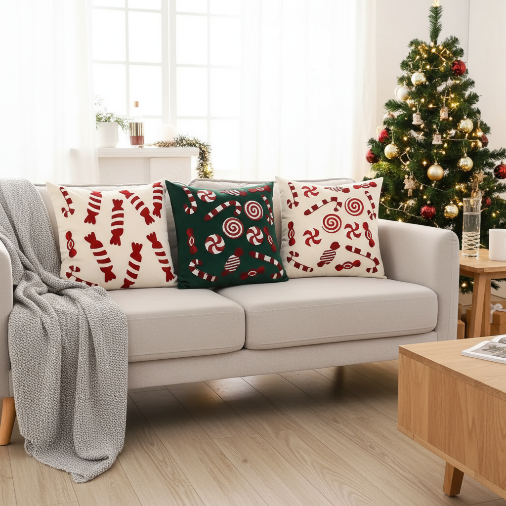 Weihnachtskissenbezug mit Schneeflocken | Samt Kissenbezug