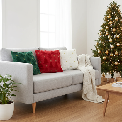 Weihnachtsbaum Kissenbezug | 45x45 cm Plüsch Dekoration