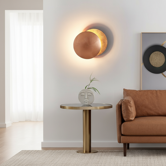 Eclipselampe | Wandleuchte mit Drehbaren Goldenen Scheiben