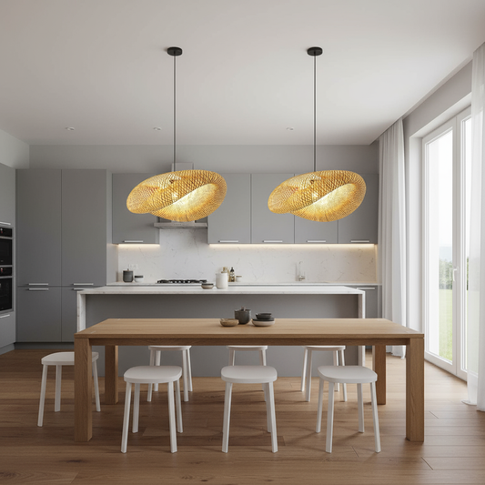 Bamboe hanglamp | Handgemaakte hanglamp voor eetkamer
