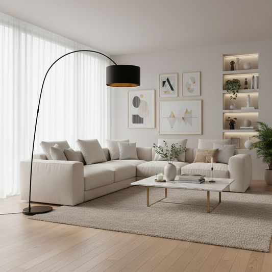 Elegante booglamp in zwart – 201 cm hoog