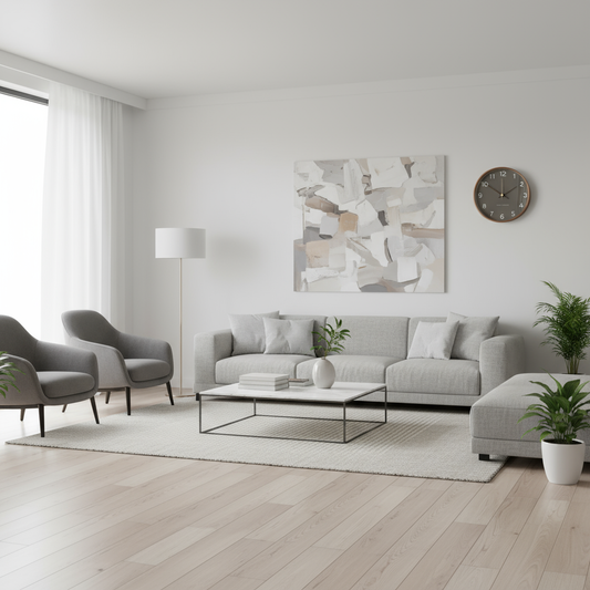 Elegante houten wandklok – geluidloos, groot (30 cm)