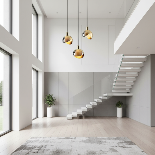 Elegante hanglamp van goudglas voor eetkamer