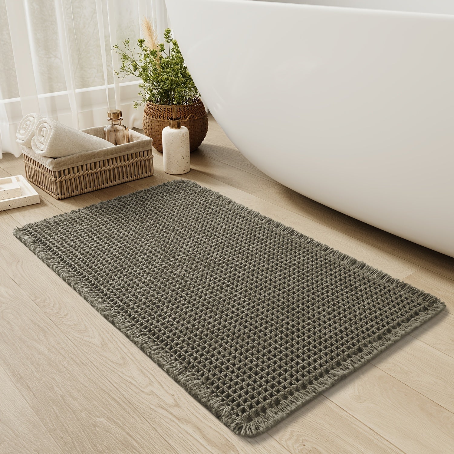 AbsorbEase | Ultra-absorbierende Badematte mit Fransen 0