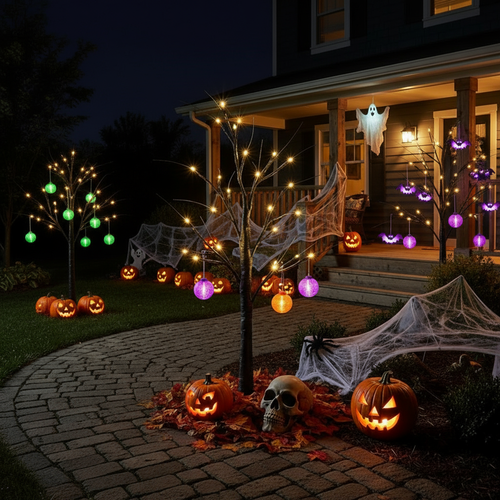 Halloween Baum mit LED Lichtern | 60 cm Dekoration
