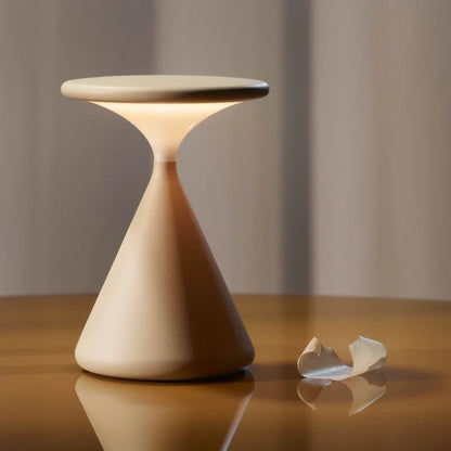Aeron Hourglass Akku Tischleuchte | Dimmbare LED Tischlampe Ohne Kabel, Elegantes Design für Wohnzimmer und Büro, Mattweiß-5