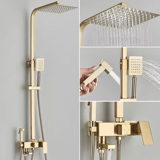AquaFlow | Luxus Duschset mit Messing Duschkopf und 4 Funktionen 0