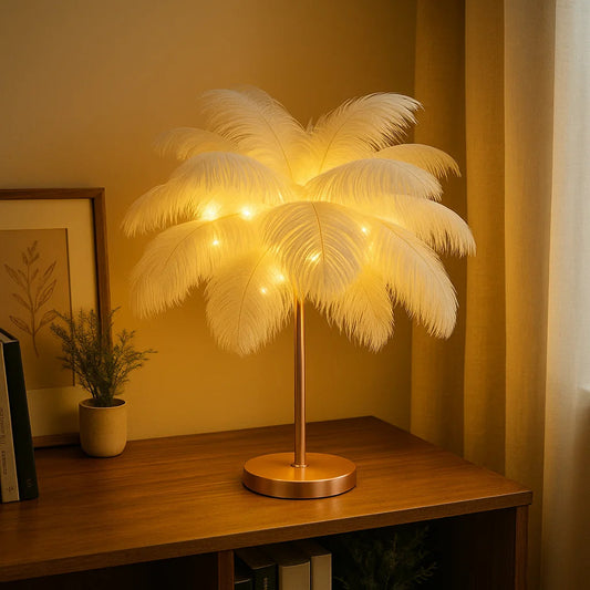 Ätherische Federlampe | Dekorative Tischleuchte 0