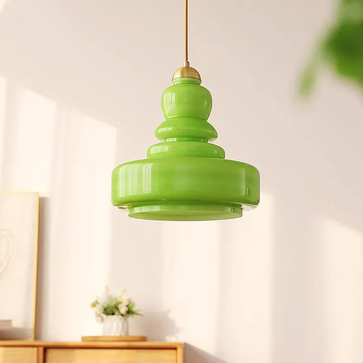 Bauhaus Kürbis Pendelleuchte aus Glas – Elegante Hängeleuchte für Esszimmer und Wohnzimmer, 30 cm Durchmesser-1