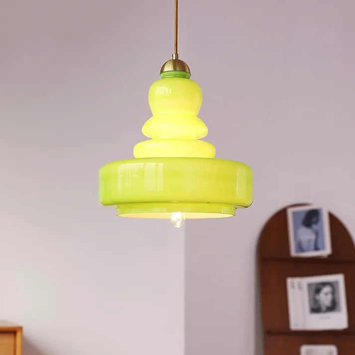 Variant image for Bauhaus Kürbis Pendelleuchte aus Glas – Elegante Hängeleuchte für Esszimmer und Wohnzimmer, 30 cm Durchmesser-2