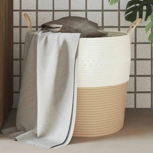 Beige und Weiße Aufbewahrungskorb | Moderner Home Organizer 0
